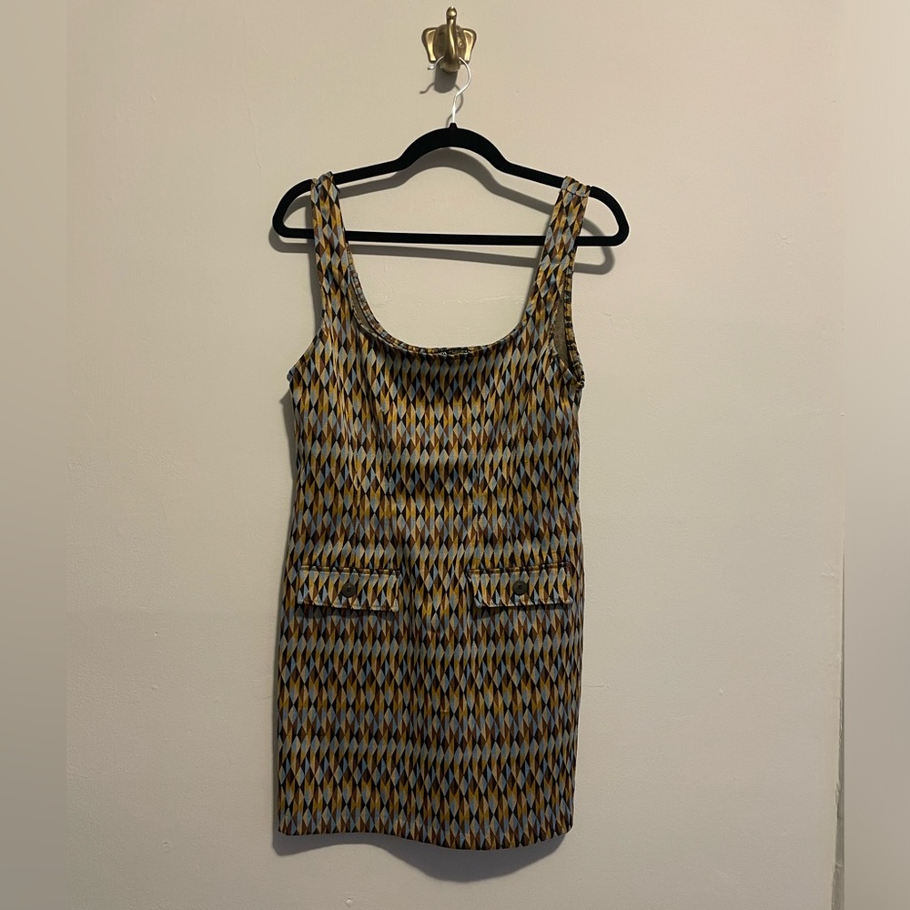 Zara Retro Jacquard Jumper Size L | Brown/Blue